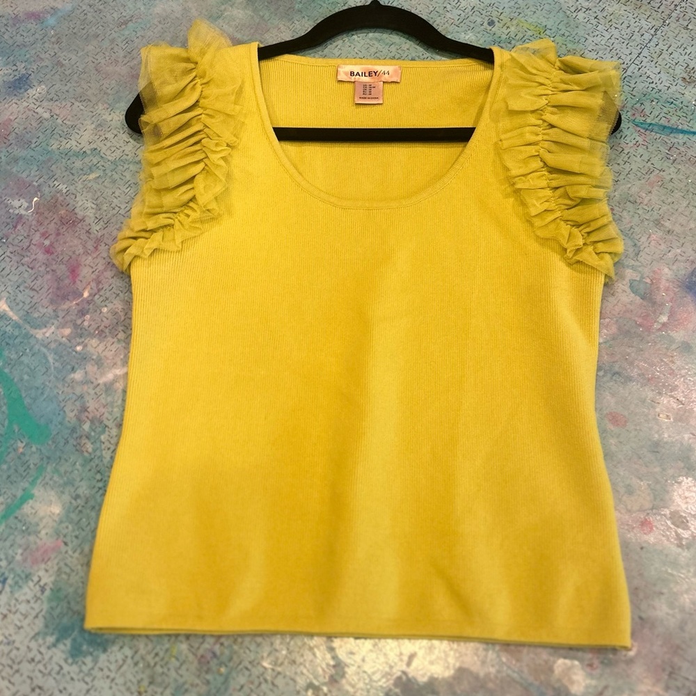 Chartreuse Ruffles Top - Picture 2 of 9